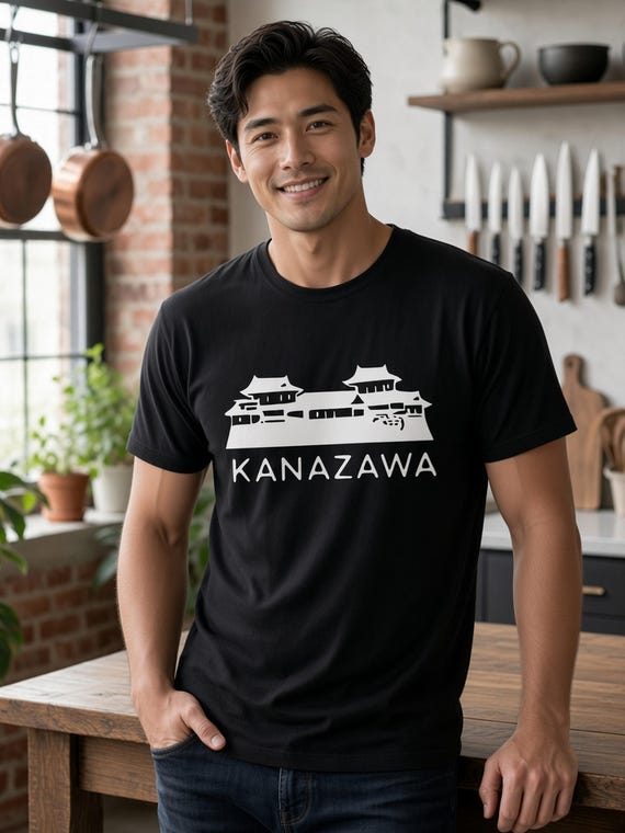 Kanazawa Castle Japanese line-art T-shirt.