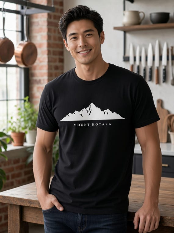Mount Hotaka Japanese Alps peak line-art T-shirt.