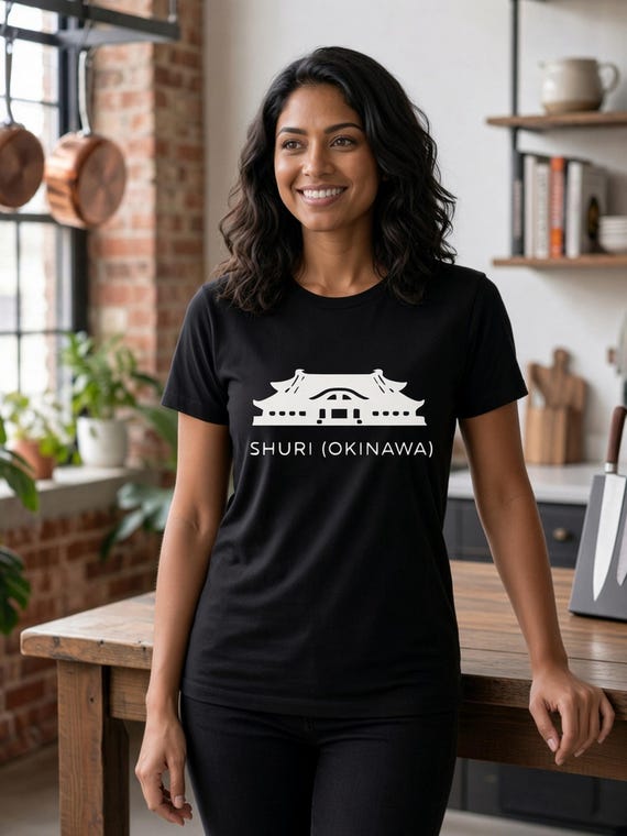 Shuri Castle Okinawa line-art T-shirt.